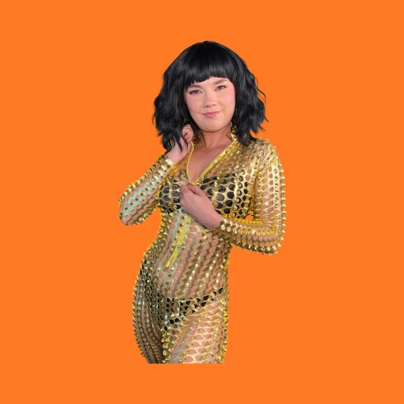 Mesh Gold Jumpsuit - Picture 2 of 13